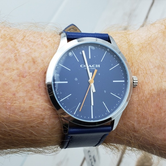Coach Other - Coach Men Watch Baxter Leather In Navy Blue W1582